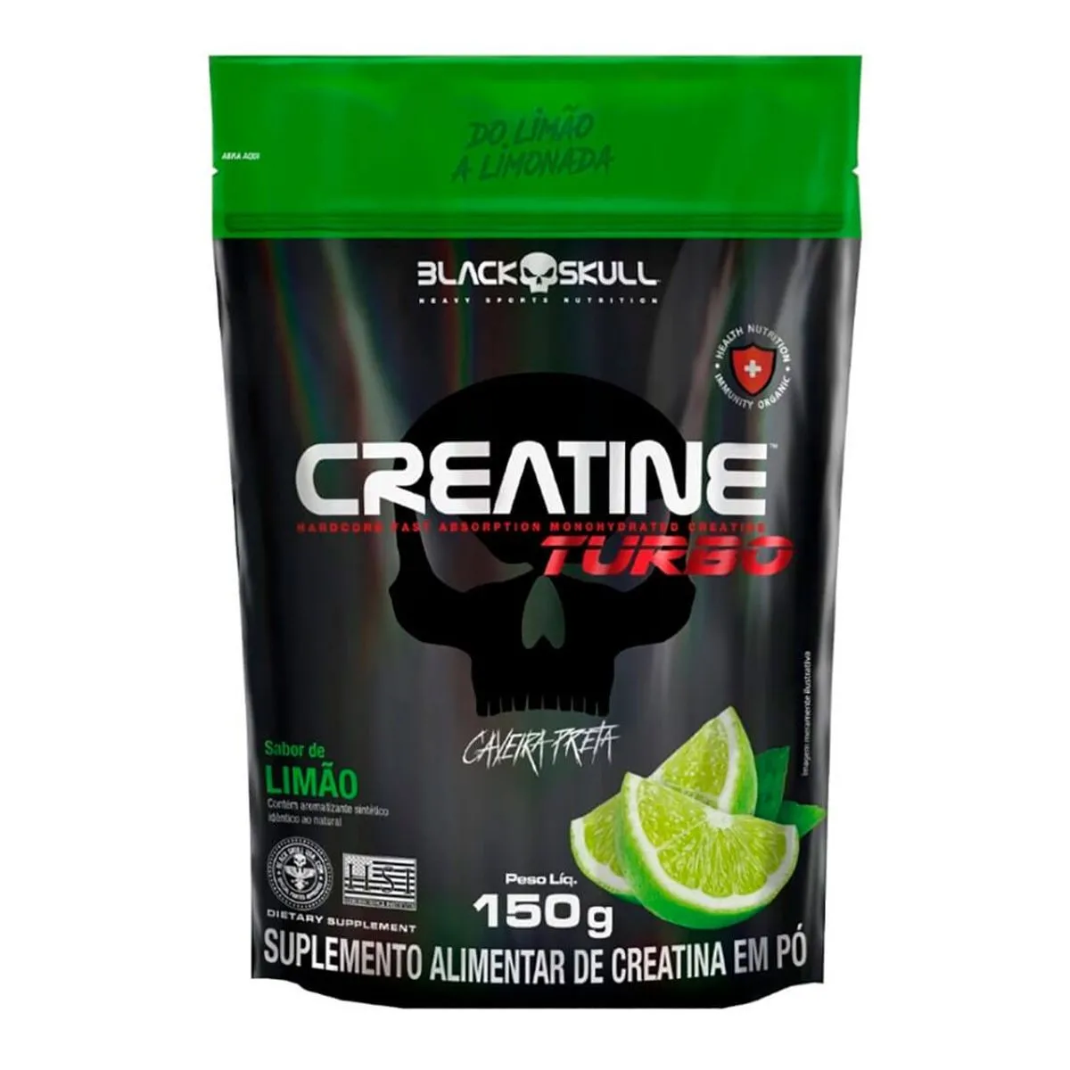 Creatine Turbo Sabor Limão Refil Com 150g Black Skull