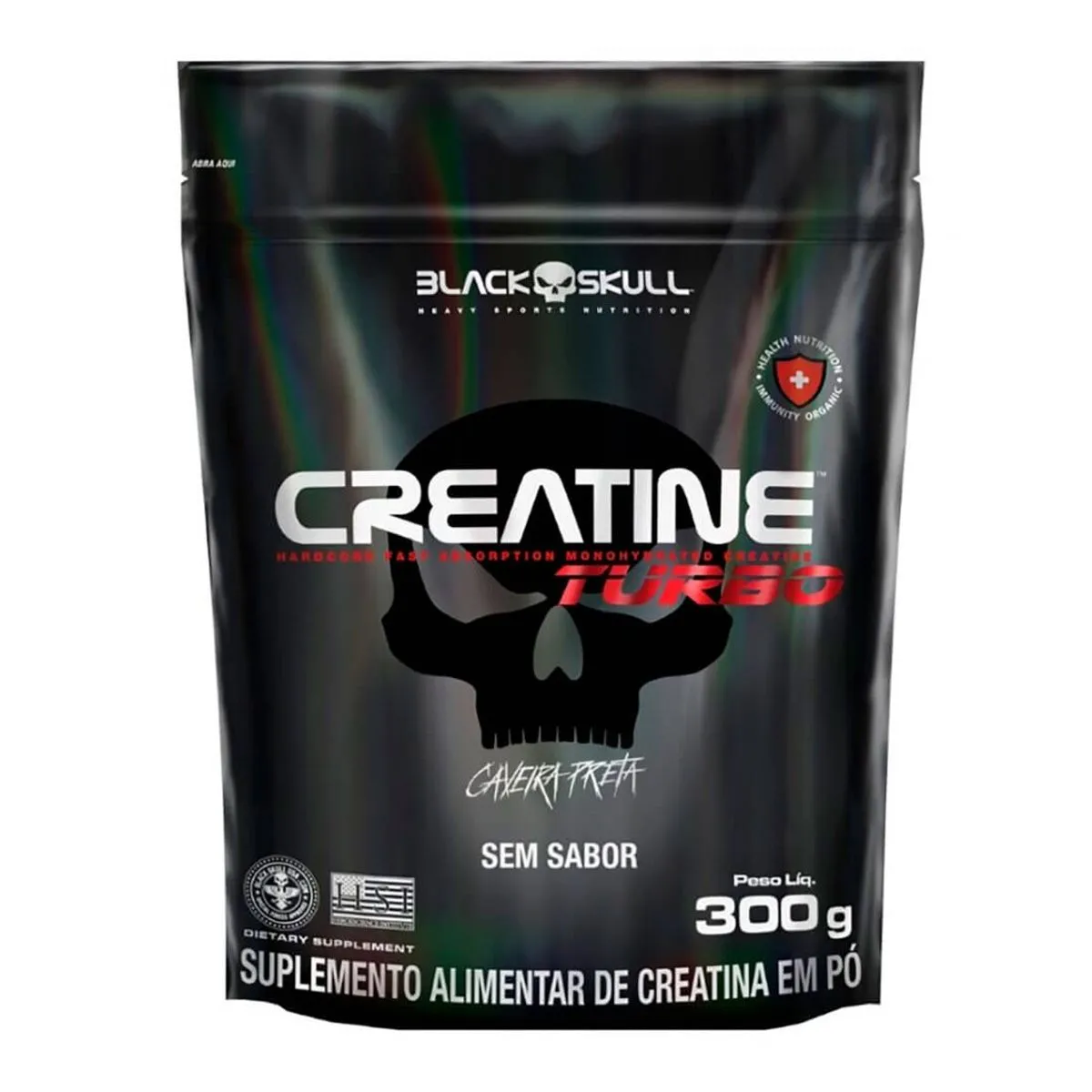 Creatine Turbo Sem Sabor Refil Com 300g Black Skull
