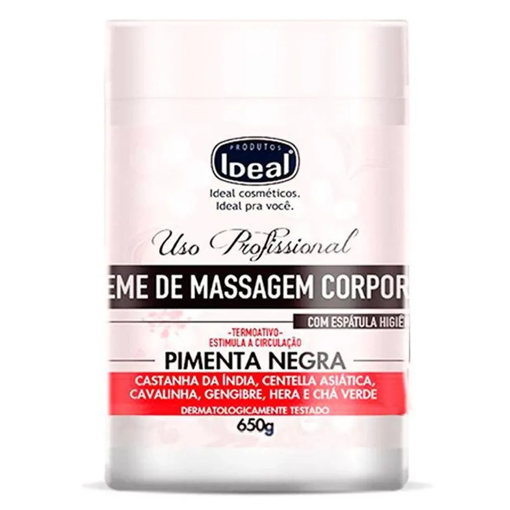 Creme de Massagem Corporal Pimenta Negra Ideal 650g
