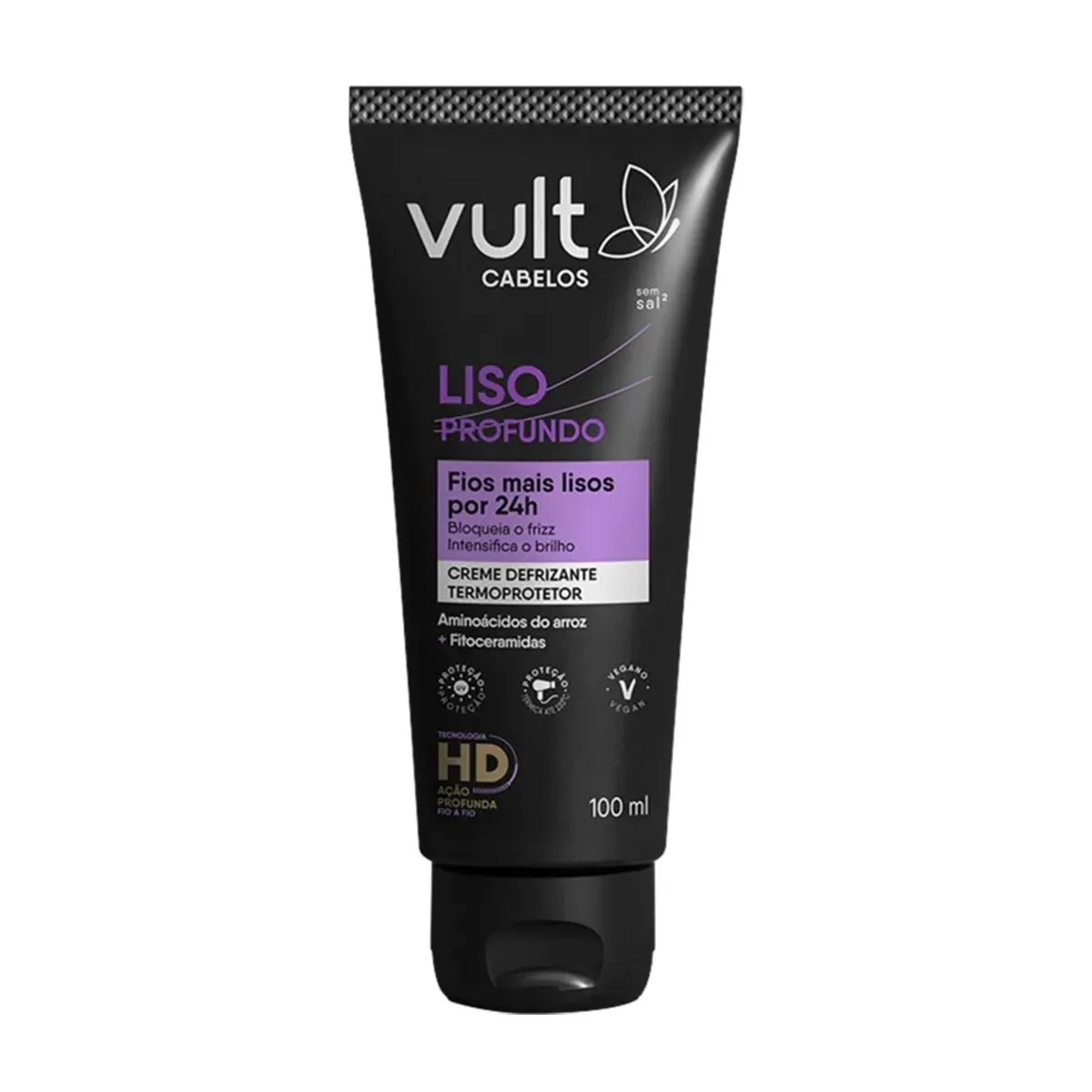 Creme Defrizante Termoprotetor Liso Profundo Com 100ml Vult Cabelos