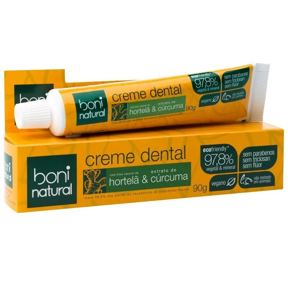 Creme Dental Boni Natural Hortelã e Cúrcuma 90G