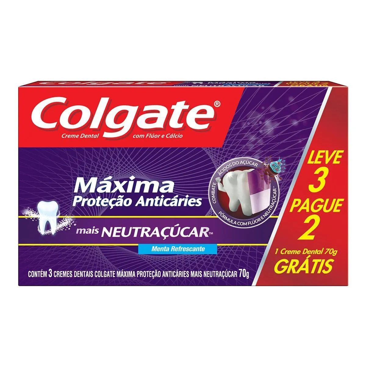 Creme Dental Colgate NeutraçÚcar Leve 3 Pague 2 70g Cada