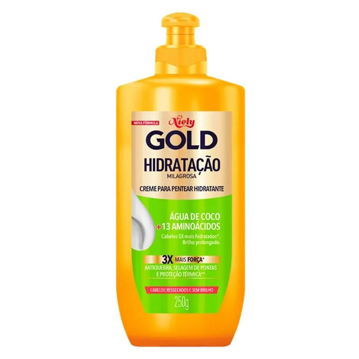 Creme Para Pentear Hidratação Milagrosa Água De Coco + 13 Aminoácidos 250g Niely Gold