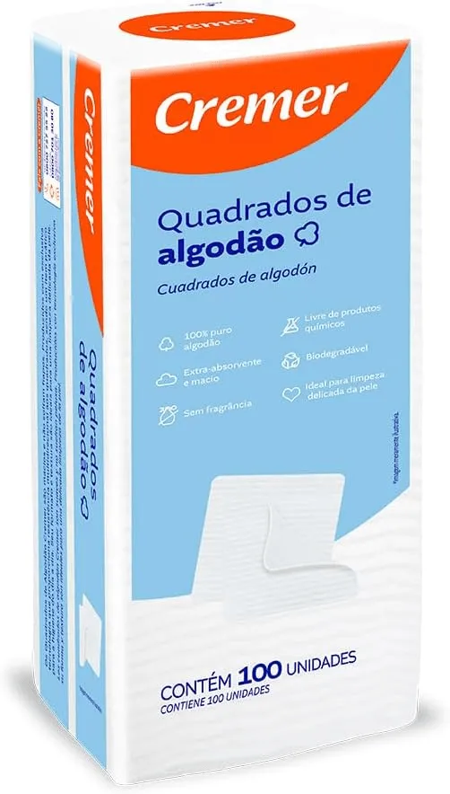 Cremer Algodão Quadrado 100un