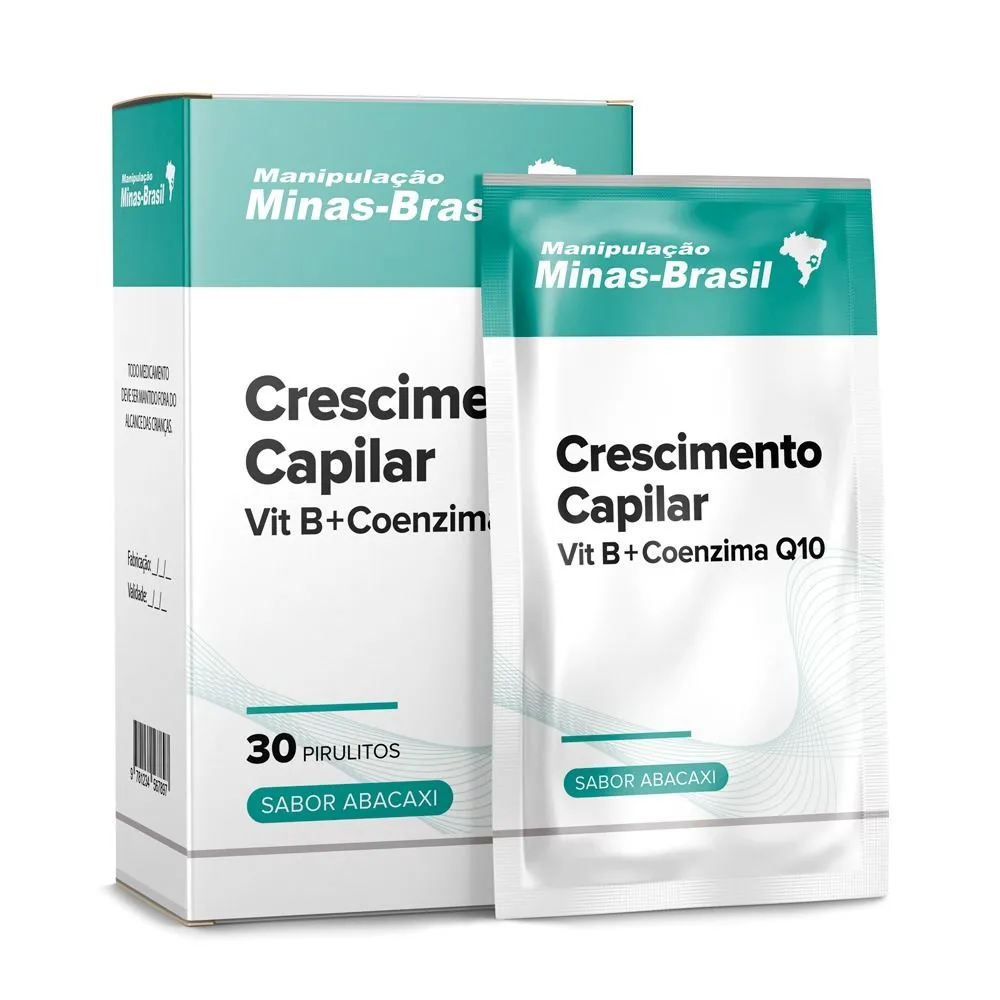 Crescimento Capilar  Vit B + Coenzima Q10 30 Pirulito Abacaxi