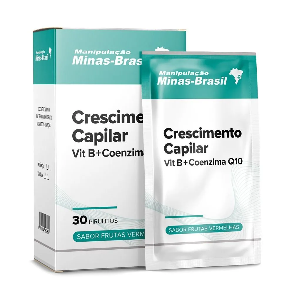 Crescimento Capilar  Vit B + Coenzima Q10 30 Pirulito Frutas Vermelhas