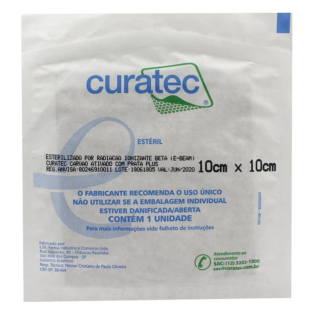 Curatec Carvão Ativado Com Prata Plus 10cmx10cm