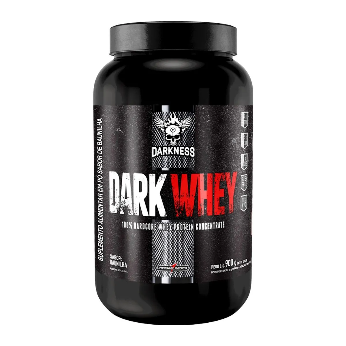 Darkwhey 100% Whey Protein Concentrado Sabor Baunilha Pote Com 900g Integralmédica