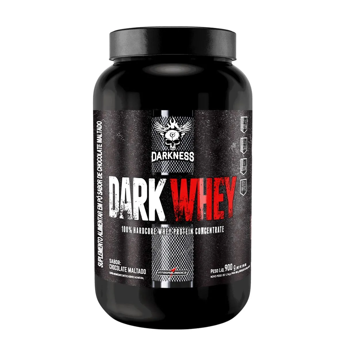 Darkwhey 100% Whey Protein Concentrado Sabor Chocolate Maltado Pote Com 900g Integralmédica