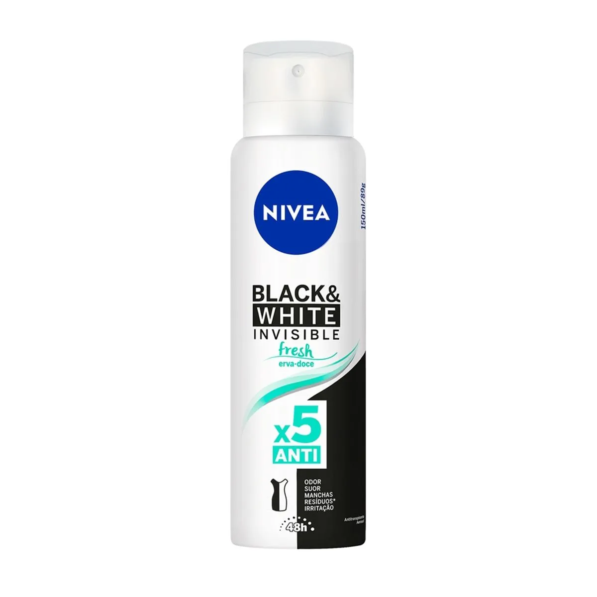 Desodorante Aerosol Nivea Invisible For Black e White Fresh Erva Doce 150ml