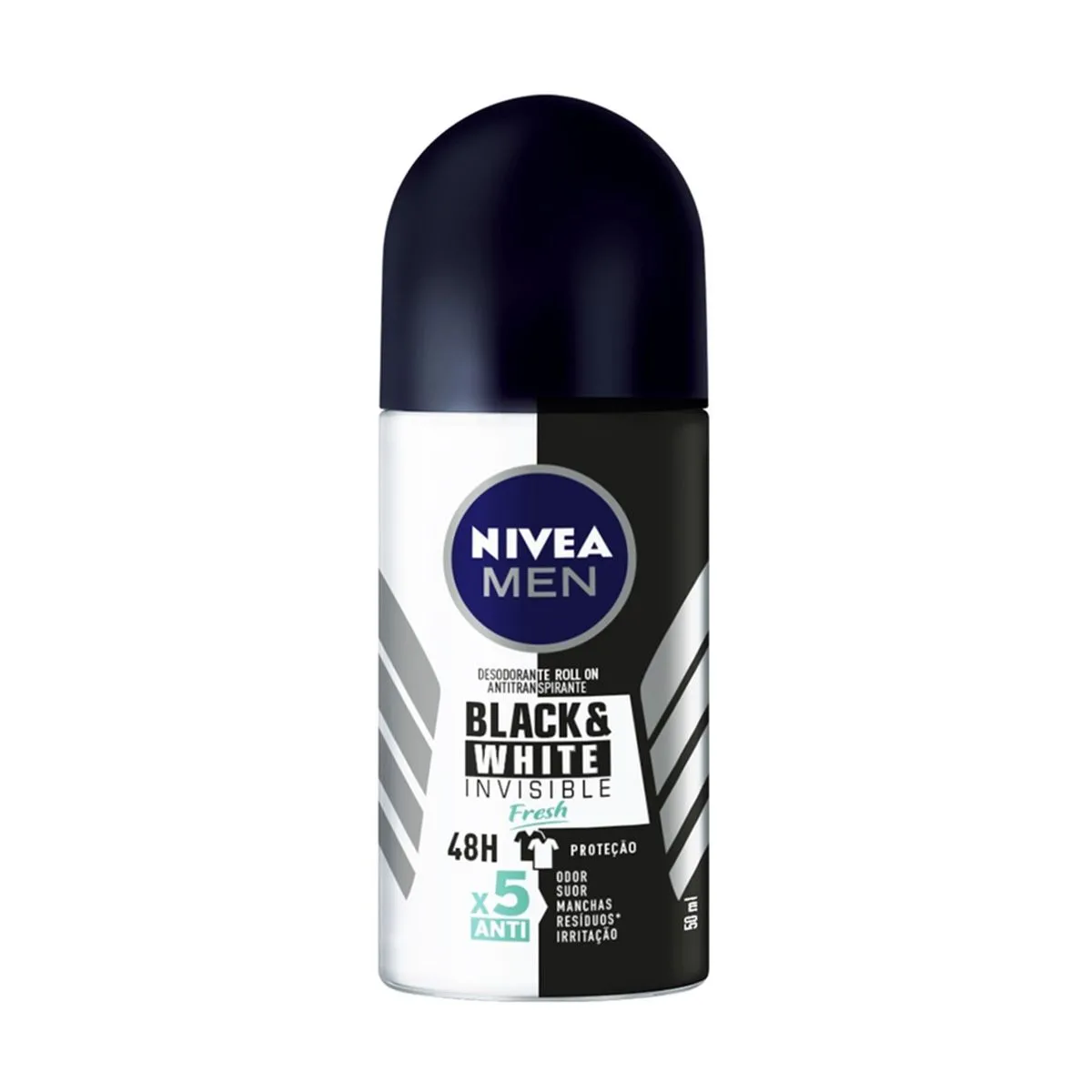 Desodorante Roll On Nivea Men Invisible Black E White Fresh 50Ml