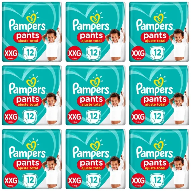 Kit 9 Fraldas Confortsec Pants ”Xxg” Pampers Simples c/12 Unidades cada