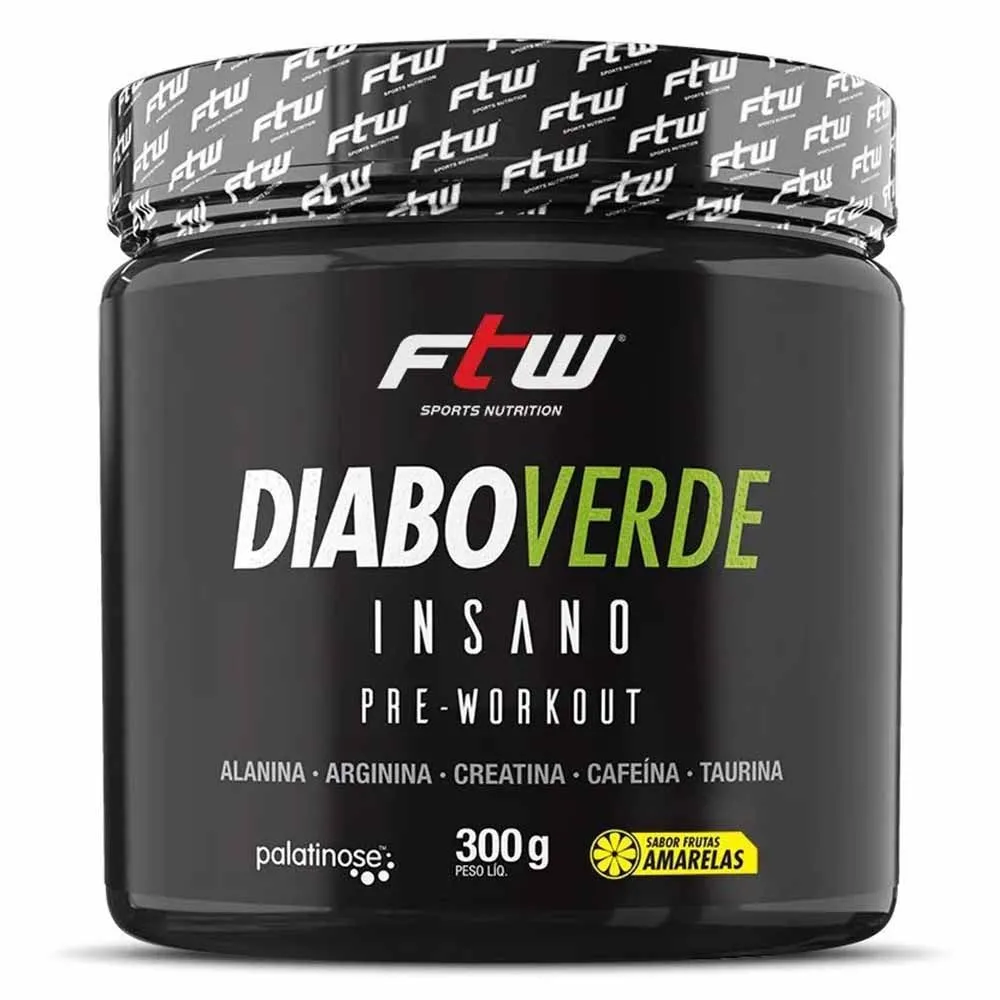 Diabo Verde Insano Pre-Workout Sabor Frutas Amarelas 150g FTW