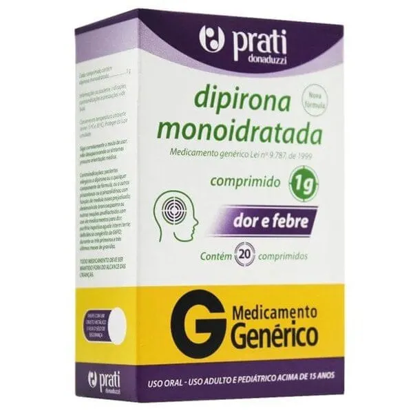 Dipirona Sódica Genérico Prati-Donaduzzi 1g 20 Comprimidos