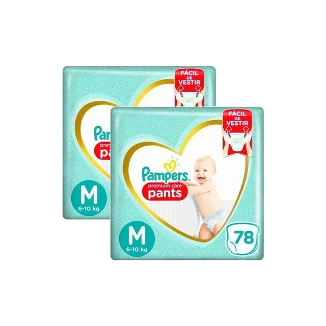 Kit 2 Fraldas Pampers Pc Pants Top M c/78 Unidades cada
