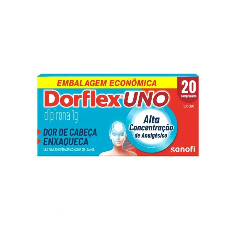 Dorflex Uno para Enxaqueca Dipirona Monoidratada 1g com 20 comprimidos
