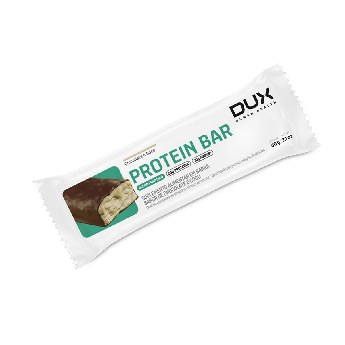 DUX Protein Bar Sabor Chocolate e Coco Com 60G