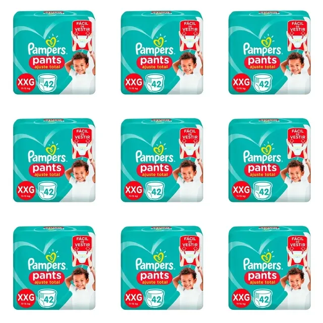 Kit 9 Fraldas Pampers Pants Xxg c/42 Unidades cada