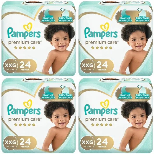 Kit 4 Fraldas Pampers P/Care Xxg 24 Unidades cada