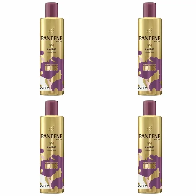Kit c/4 Unidades de Shampoo Pantene Unidas Pelos Cachos 270ml