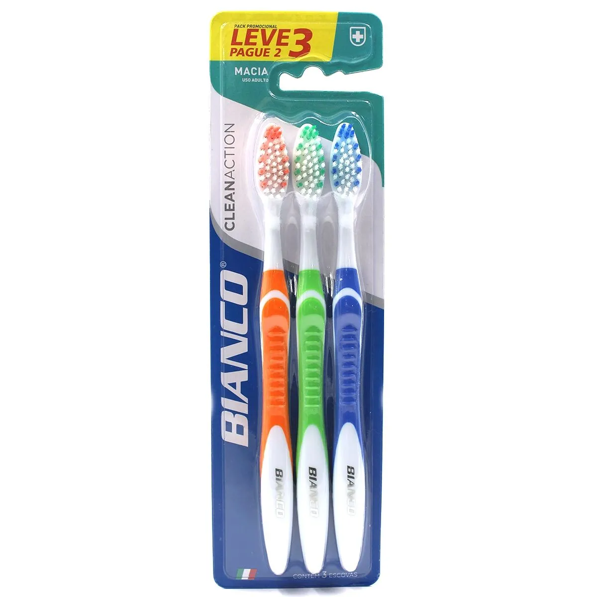 Escova Dental Clean Action Leve 3 Pague 2 Macia Bianco