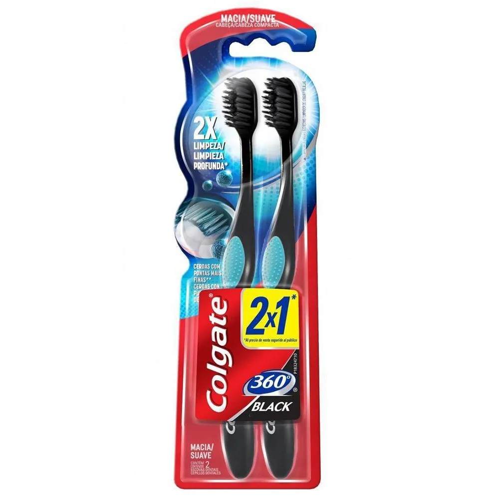 Escova Dental Colgate 360º Graus Suave Black Leve 2 Pague 1