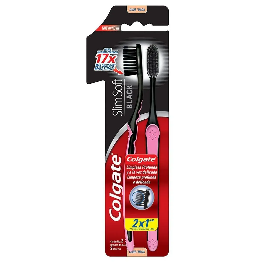 Escova Dental Colgate Slim Soft Black Leve 2 Pague 1