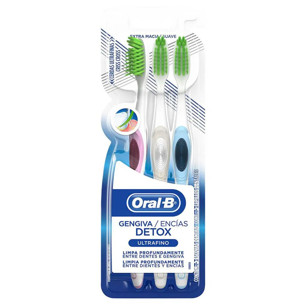 Escova Dental Oral-b Gengiva Detox Ultrafino Com 3 Unidades