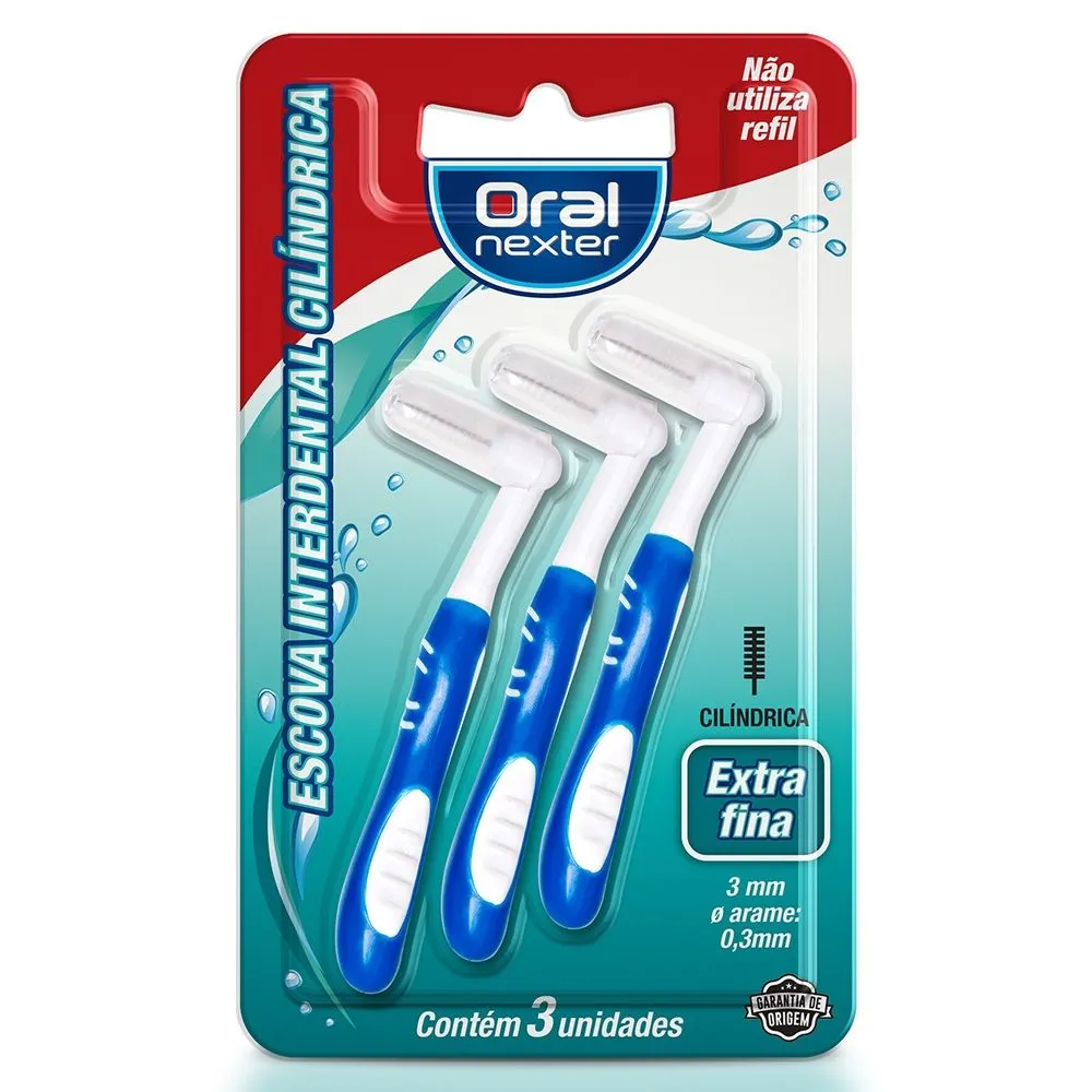 Escova Interdental Cilíndrica Extra Fina Com 3 Unidades Oral Nexter