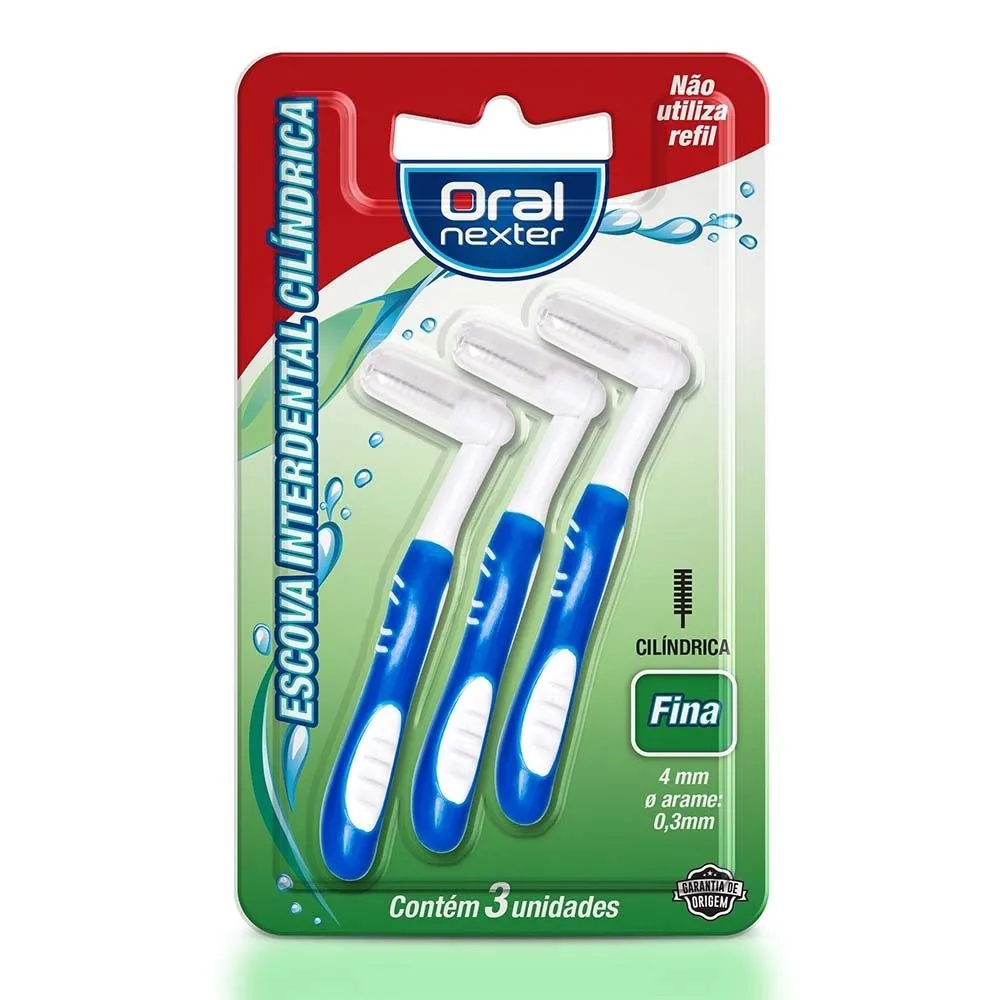 Escova Interdental Cilíndrica Fina Com 3 Unidades Oral Nexter