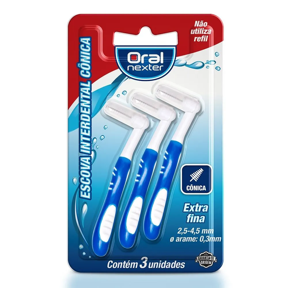 Escova Interdental Cônica Extra Fina Com 3 Unidades Oral Nexter