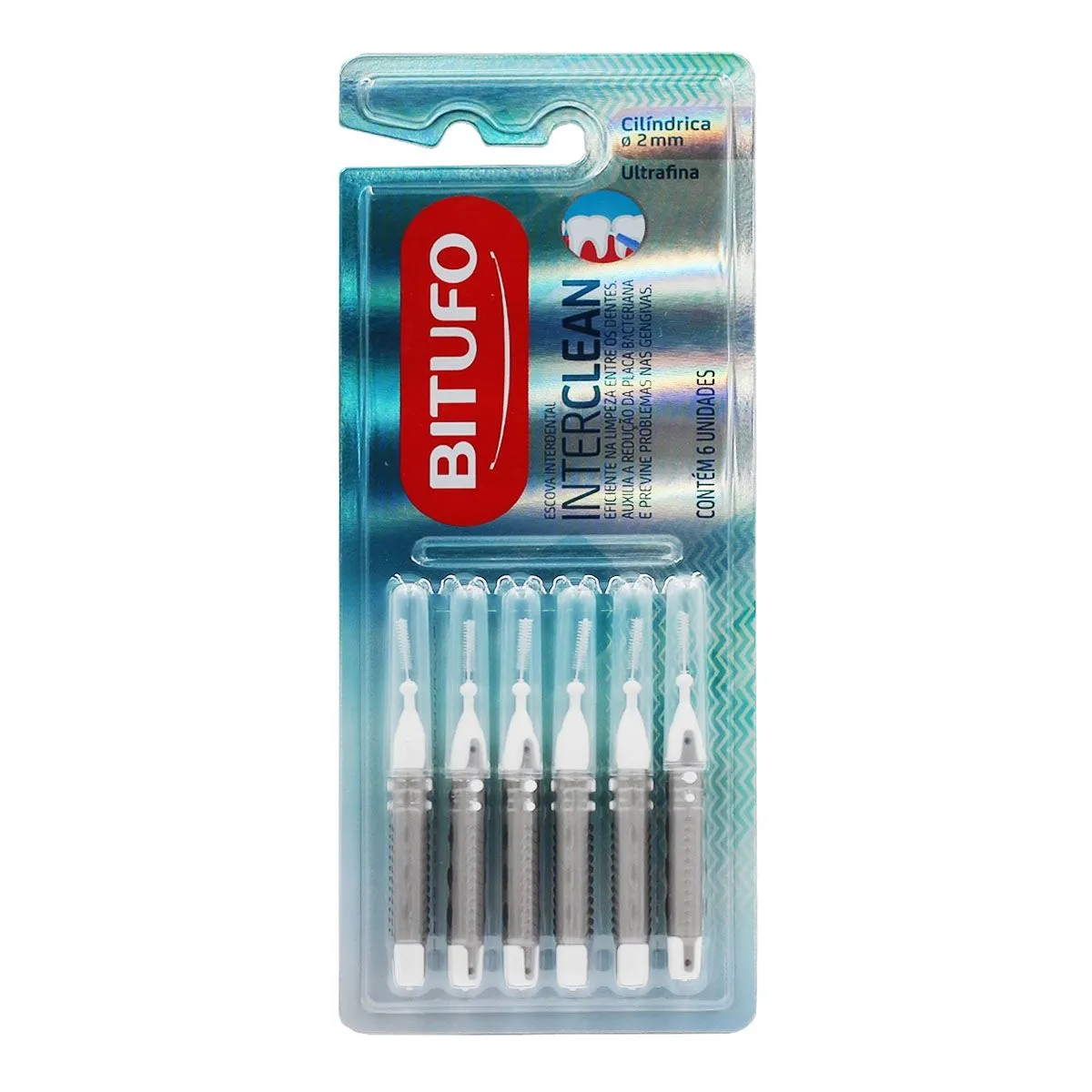 Escova Interdental Interclean Cilíndrica 2Mm Com 6 Unidades Bitufo