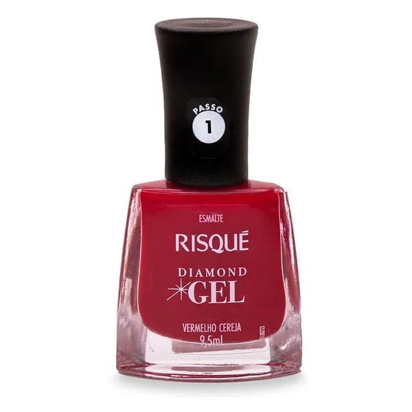 Esmalte Risqué Vermelho Cereja Diamond Gel Cremoso 9,5ml