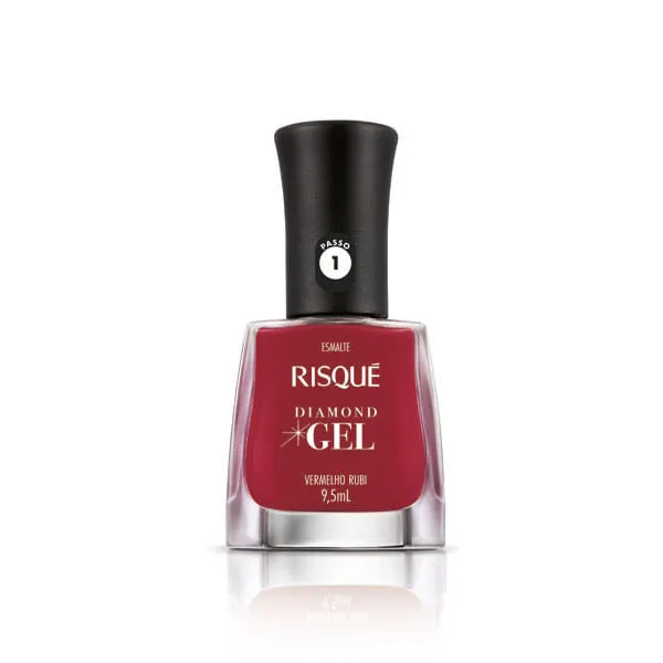 Esmalte Risqué Vermelho Rubi Diamond Gel Cremoso 9,5ml