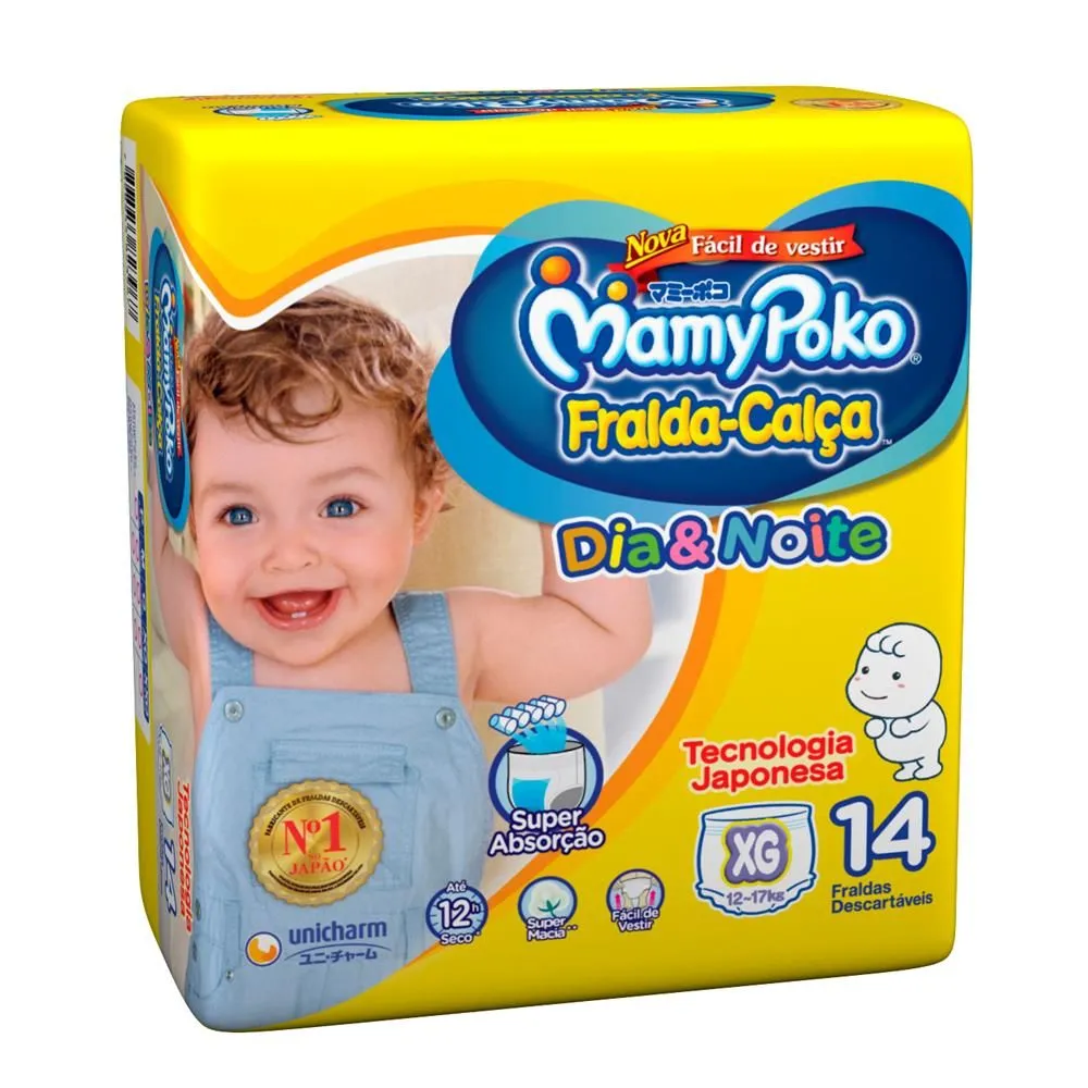 Fralda Calca Mamypoko Dia E Noite Tamanho Extra Grande 14 Unidades