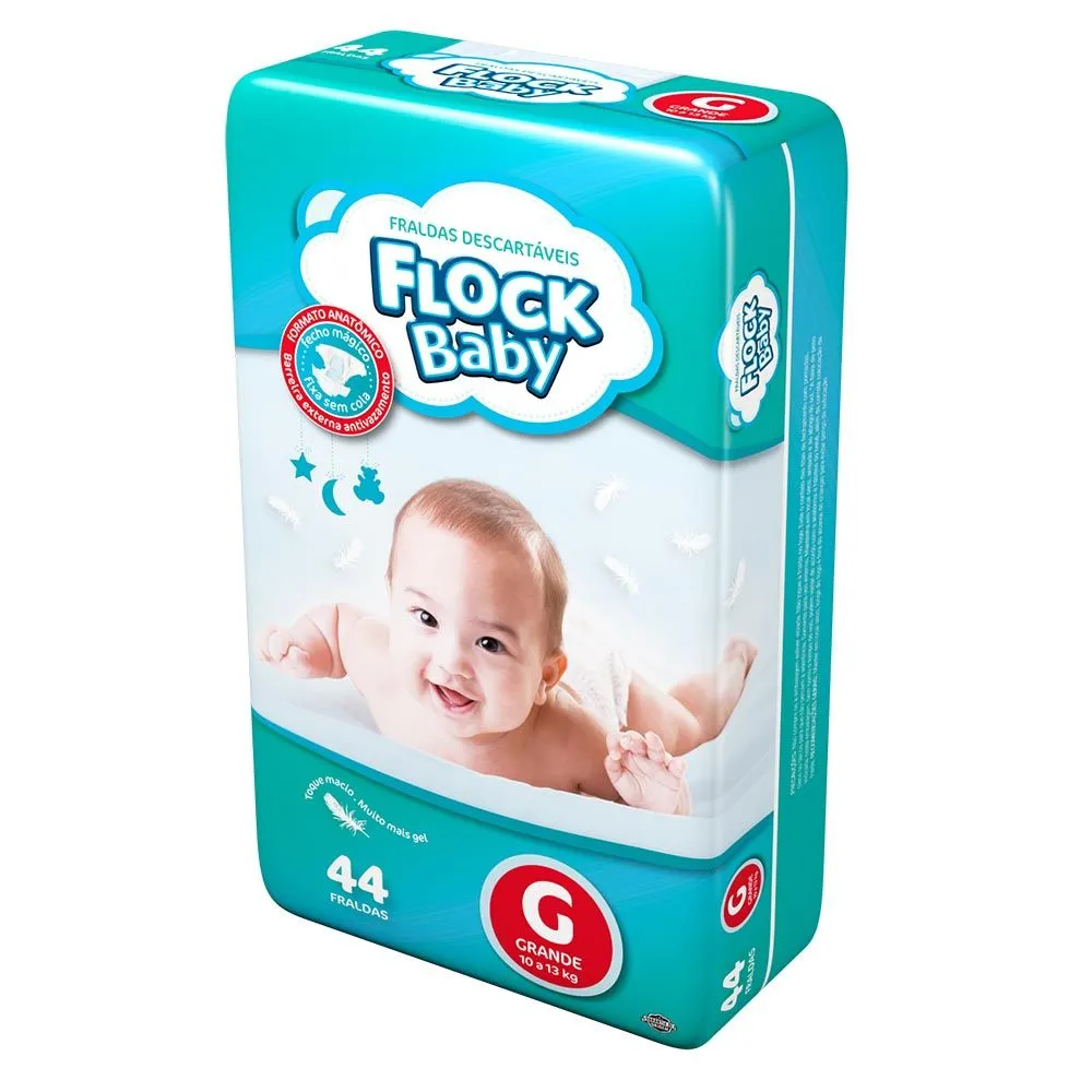 Fralda Descartável Mega Tamanho Grande com 44 Unidades Flock Baby