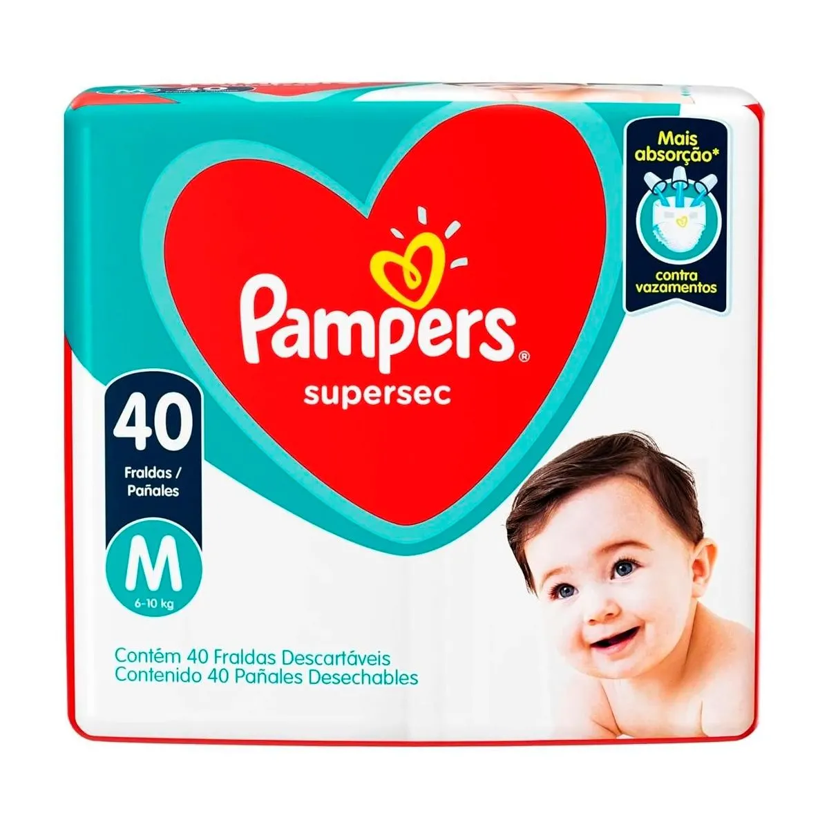 Fralda Descartável Pampers Supersec Tamanho M Com 40 Unidades