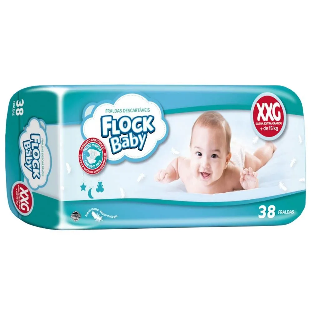 Fralda Descartável Tamanho Extra Extra Grande com 38 Unidades Flock Baby