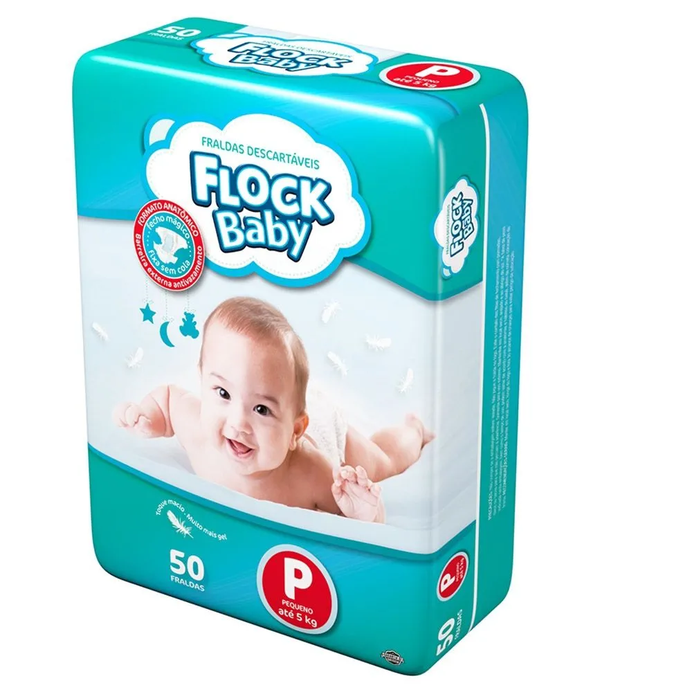 Fralda Descartável Tamanho Pequeno com 50 Unidades Flock Baby