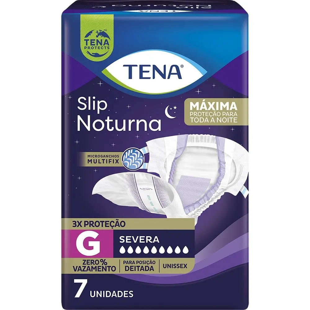Fralda Geriátrica Slip Noturna Tamanho G com 7 Unidades Tena