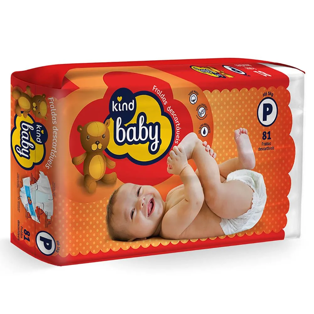 Fralda Hiper Tamanho Pequeno com 81 Unidades Kind Baby