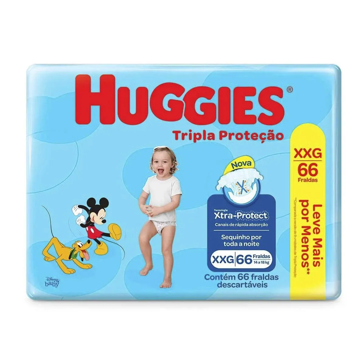 Fralda Huggies Tripla Proteção Tamanho XXG Com 66 Unidades