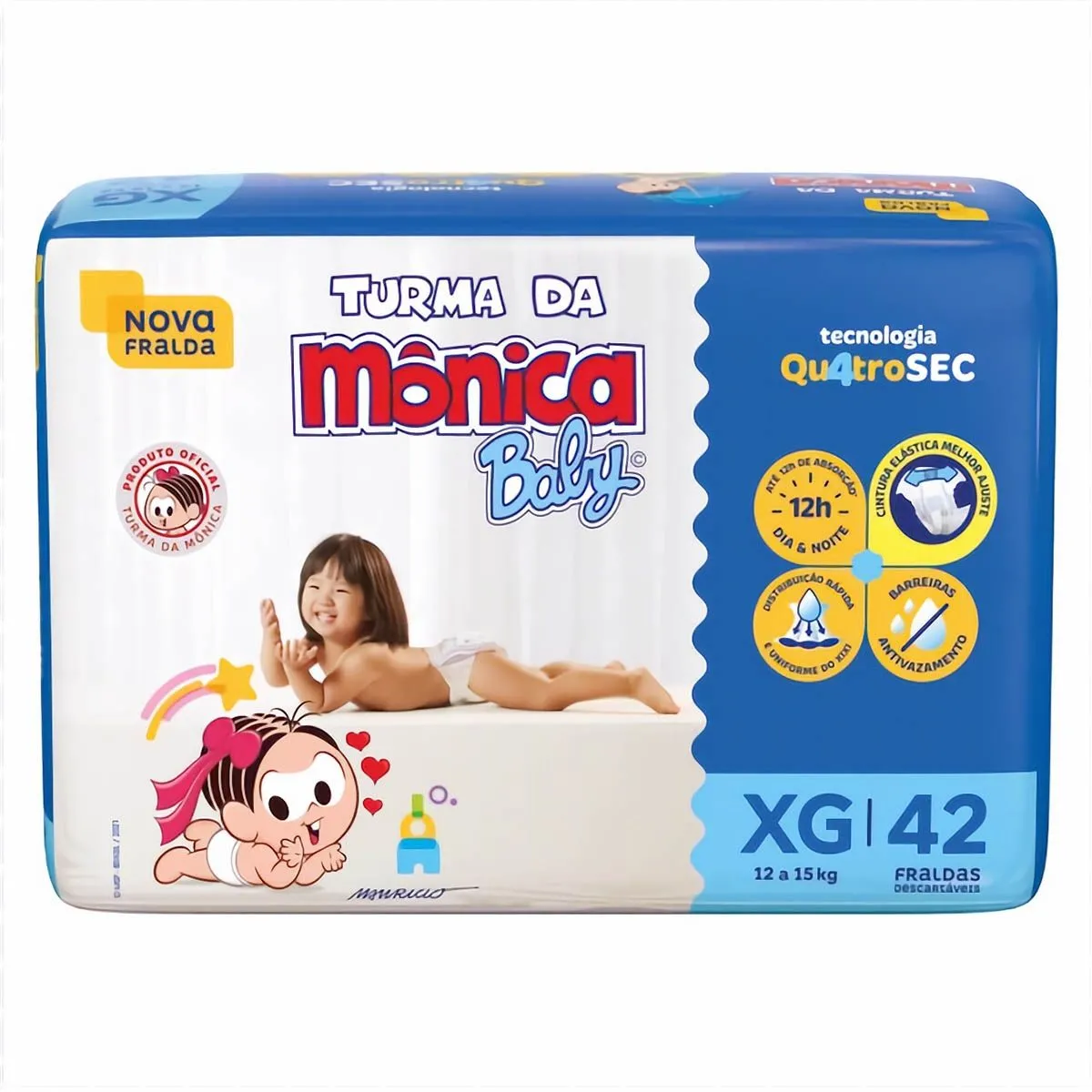 Fraldas Descartáveis Tamanho XG com 42 Unidades Turma da Mônica Baby