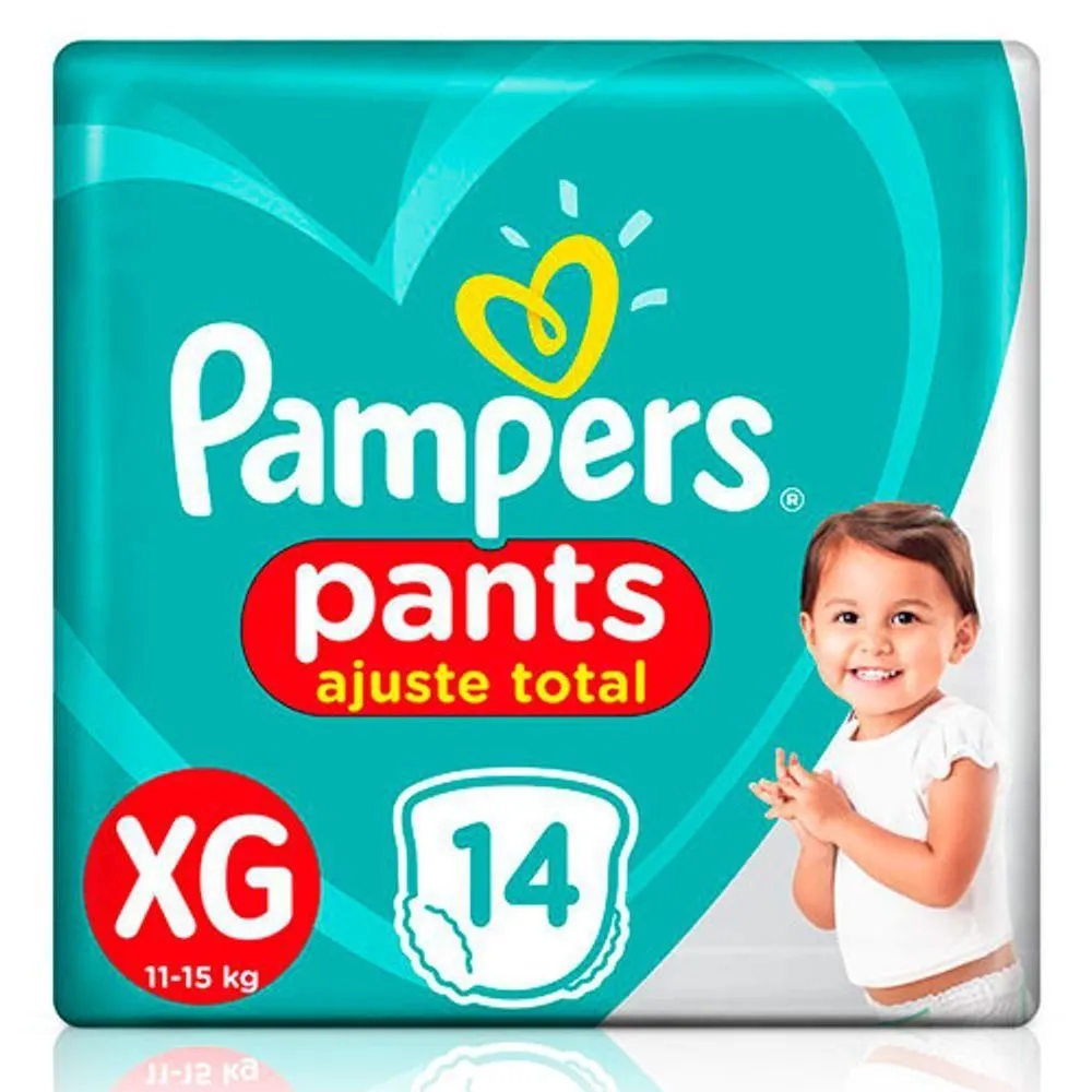 Fraldas Pampers Pants Ajuste Total Tamanho XG com 14 Unidades