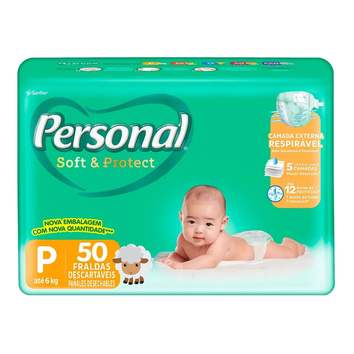 Fraldas Soft And Protect Tamanho P Com 50 Unidades Personal