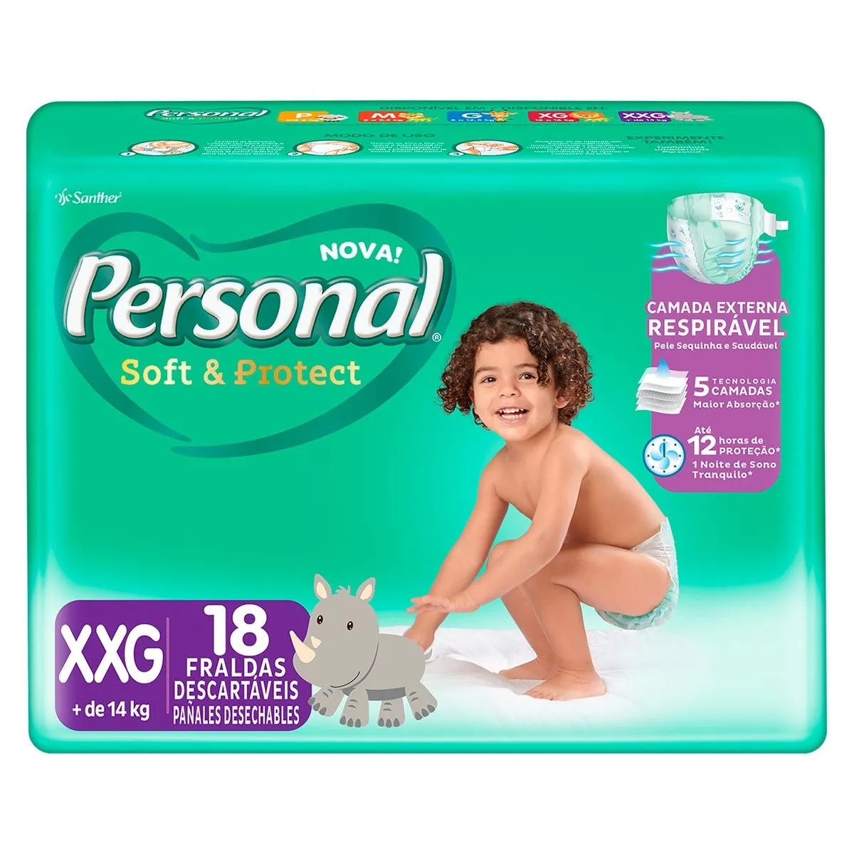 Fraldas Soft And Protect Tamanho Xxg Com 18 Unidades Personal
