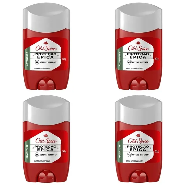 Kit c/4 Unidades de Desodorante Stick Barra Old Spice 50g Proteção Épica