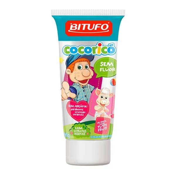 Gel Dental Bitufo Sem Flúor Cocoricó Tutti-Frutti 90g