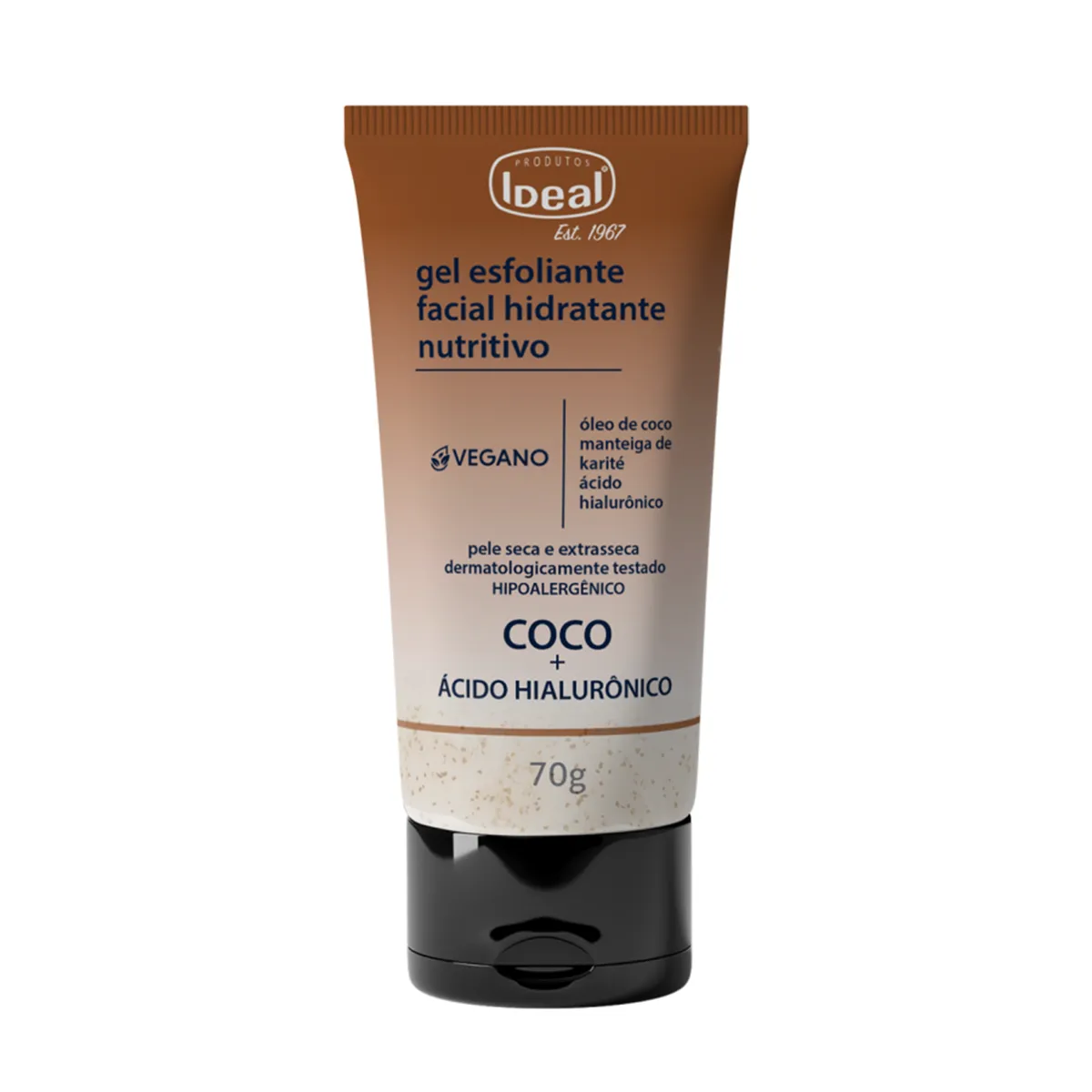 Gel Esfoliante Facial Hidratante Nutritivo Coco Com Ácido Hialurônico Com 70g Ideal