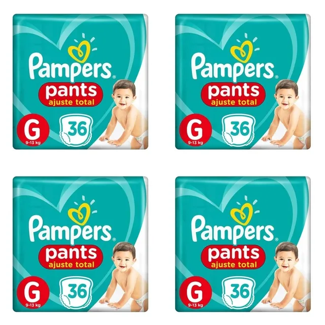Kit 4 Fraldas Confortsec Pants ”G” Pampers Simples c/36 Unidades cada